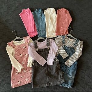 Lot of Girls Size 4T Skirt Overalls (3) and Long-Sleeve Shirts (7)